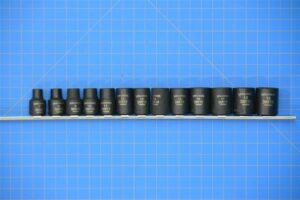 JHW36923 - 12 PC 3/8" DRIVE 12-POINT METRIC SHALLOW SOCKET SET ON RAIL AND CLIPS